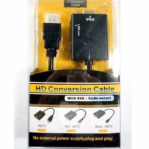Cabo Adaptador e Conversor HDMI Para VGA com Áudio