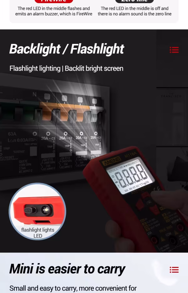 Multímetro Digital Profissional Automático Aneng M118a - Imagem 8